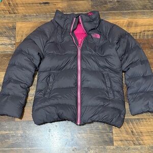 The north face 550 down filled puffer winter coat large gray water resistant